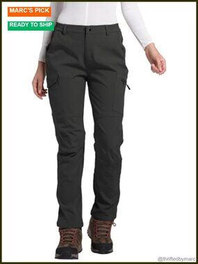Women's Fleece Lined Waterproof Hiking Pants Insulated Softshell Winter Snow